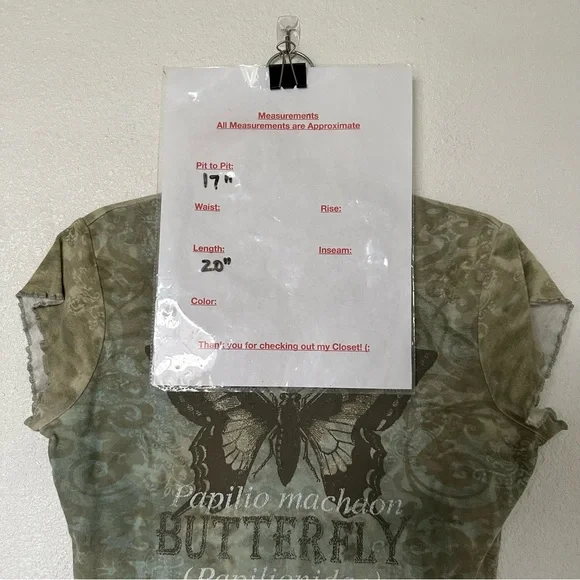 Juniors Self Esteem Y2k Goth Grunge Butterfly Crop Graphic Tee‎ Small - Picture 4 of 4